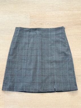 LOFT Gray Plaid Mini Skirt